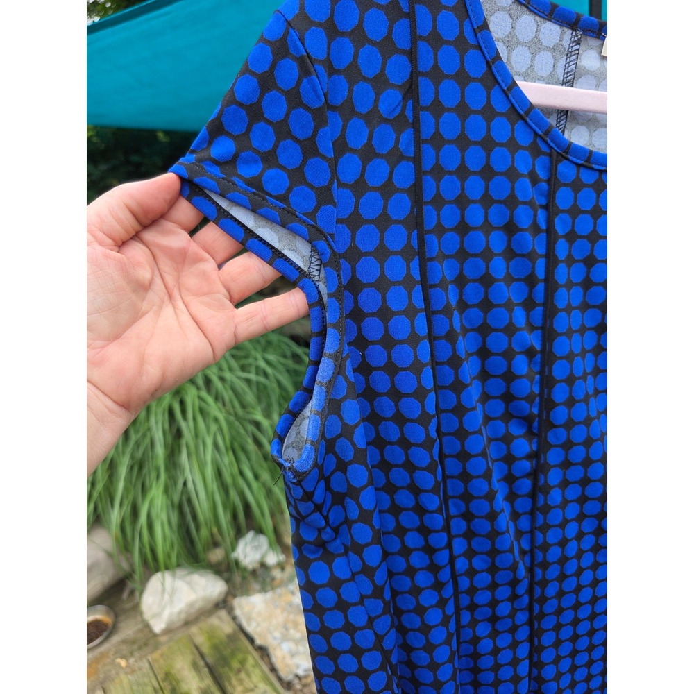 Maria Gabrielle Womens 2XBlue Black Polka Dot Short Sleeve Scoop Neck Blouse Top - Picture 4 of 8